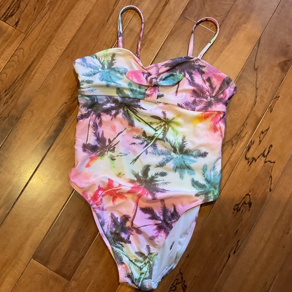 Tropical Palm Tree Print Swimsuit size extra large in perfect condition - Picture 2 of 3